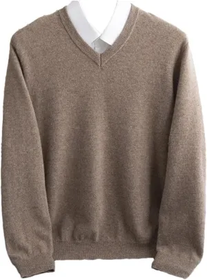 Men's V-Neck Jumper Warm First-Line Sweater Business Basic Knit Top