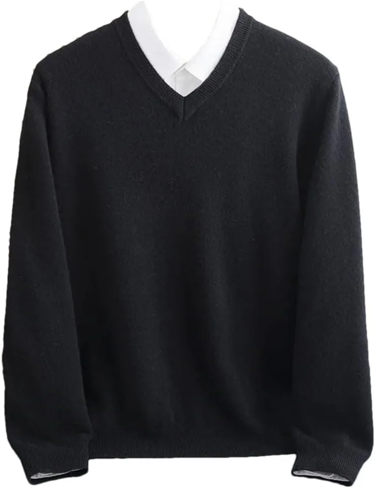 Men's V-Neck Jumper Warm First-Line Sweater Business Basic Knit Top