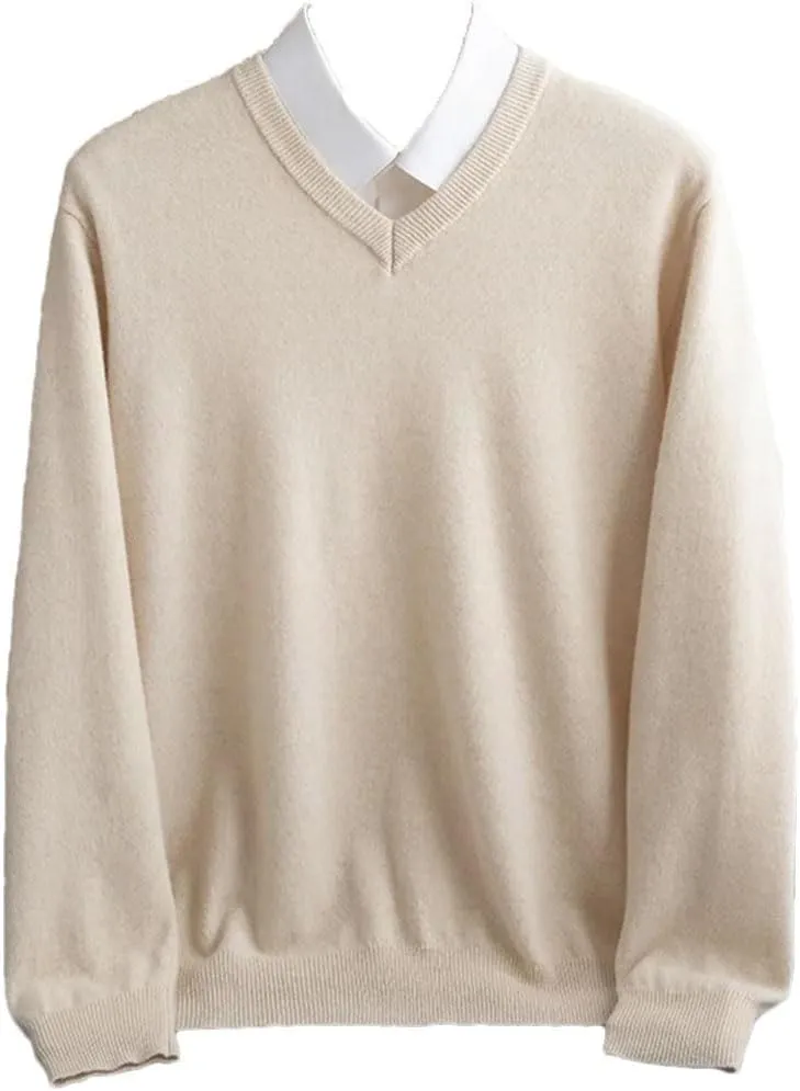 Men's V-Neck Jumper Warm First-Line Sweater Business Basic Knit Top