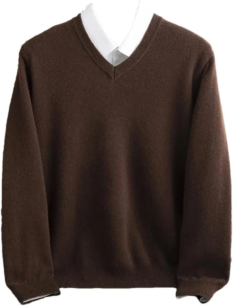 Men's V-Neck Jumper Warm First-Line Sweater Business Basic Knit Top