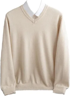 Men's V-Neck Jumper Warm First-Line Sweater Business Basic Knit Top