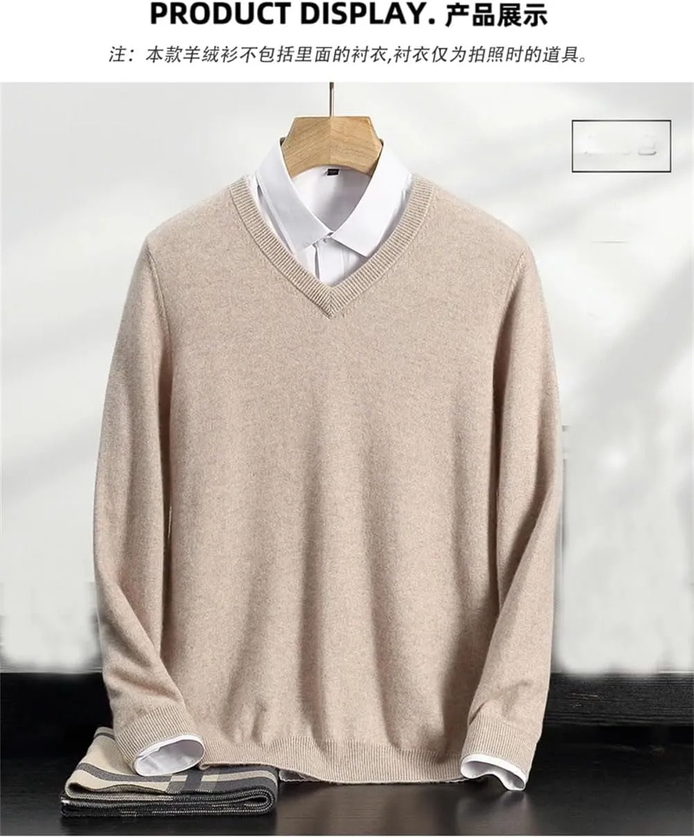 Men's V Neck Long Sleeve Sweater Slim Fit Lightweight Soft Solid Color Sweaters Mens Loose Casual Knit Sweater