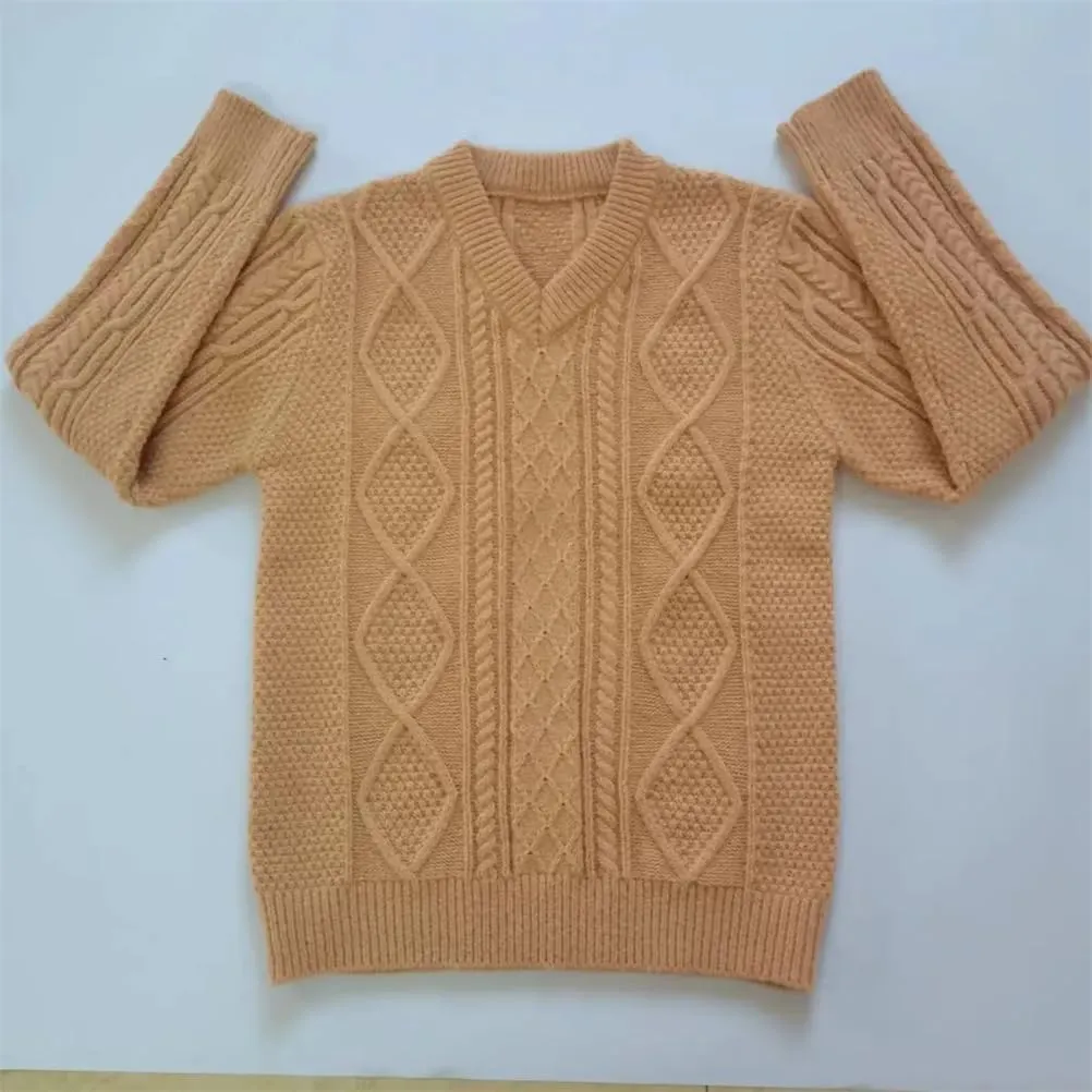 Mens V Neck Sweaters Casual Slim Fit Long Sleeve Wool Blend Loose Pullover Sweater Men Cable Knit Sweater