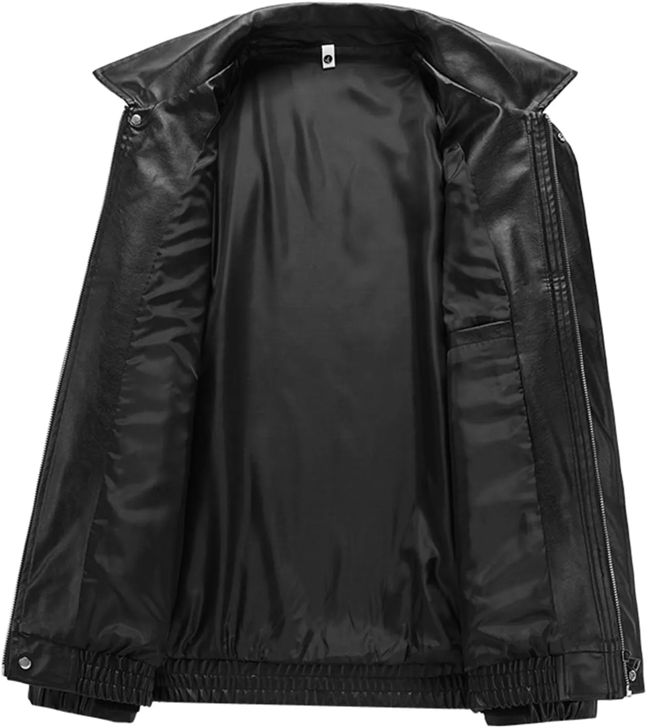 Men's Vintage Faux Leather Jacket Zip Long Sleeve Motorcycle Biker Racing Coat PU Lapel Lightweight Slim Fit Jackets
