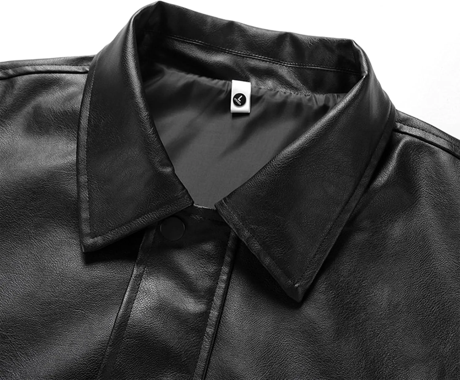 Men's Vintage Faux Leather Jacket Zip Long Sleeve Motorcycle Biker Racing Coat PU Lapel Lightweight Slim Fit Jackets