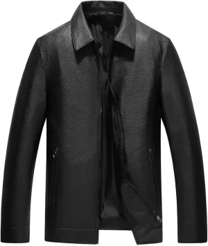 Mens Vintage Leather Long Sleeve Jacket Coat Stand Collar Club Coat Fashion Men's Leather Jackets Casual TopsWinter