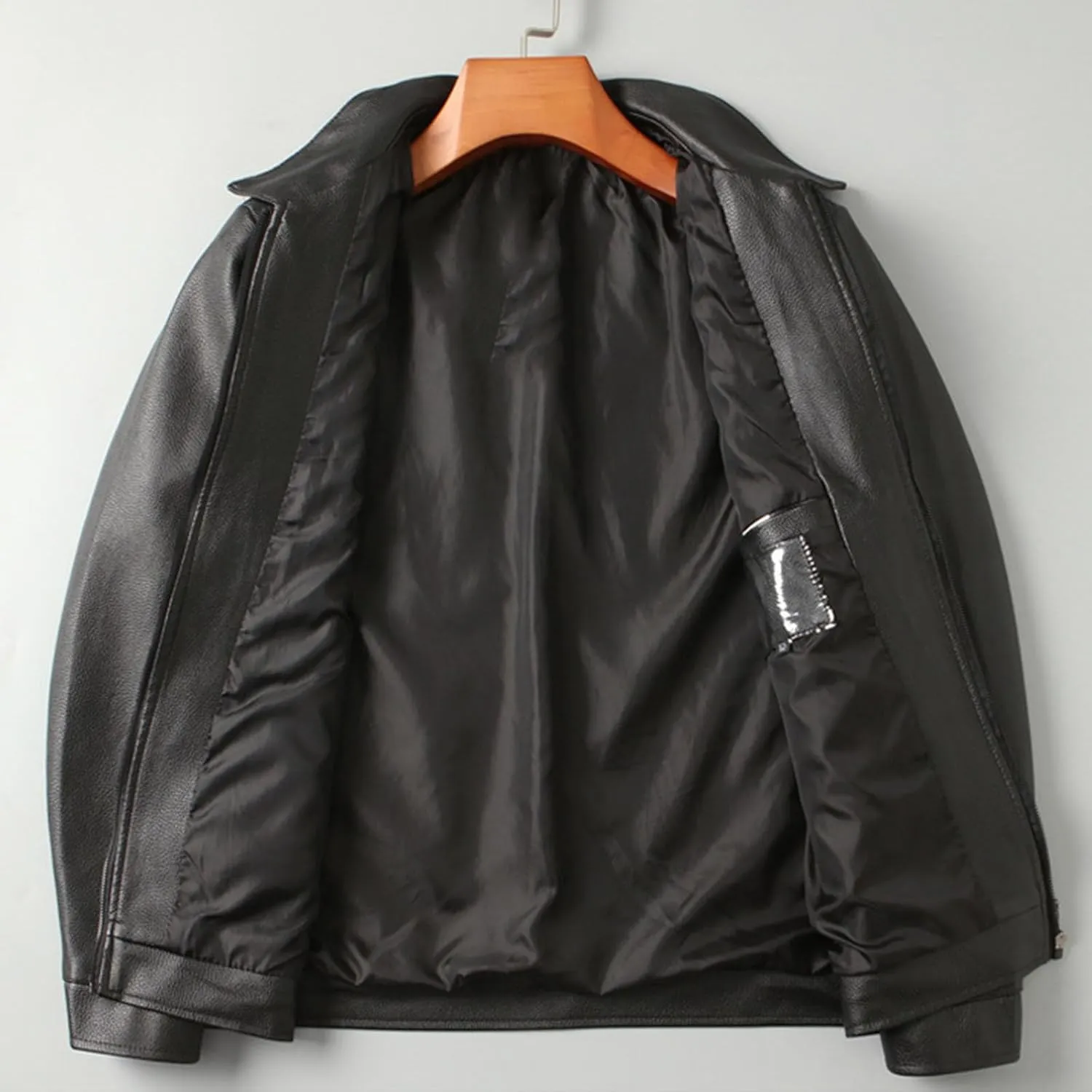 Mens Vintage Leather Long Sleeve Jacket Coat Stand Collar Club Coat Fashion Men's Leather Jackets Casual TopsWinter