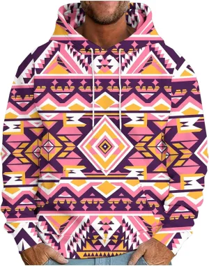 Men's Vintage Western Hoodies Aztec Ethnic Printed Tops Long Sleeve Tribal Ethnic Print Hooded Sweatshirts