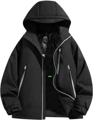 Men's Winter Hooded Puffer Jacket Thicken Warm Down Coats Outdoor Windproof Outerwear