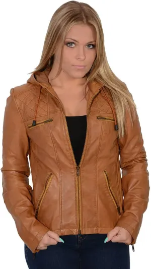 Milwaukee Leather Women's Premium Leather Casual Fashion Jackets with Hoodie SFL