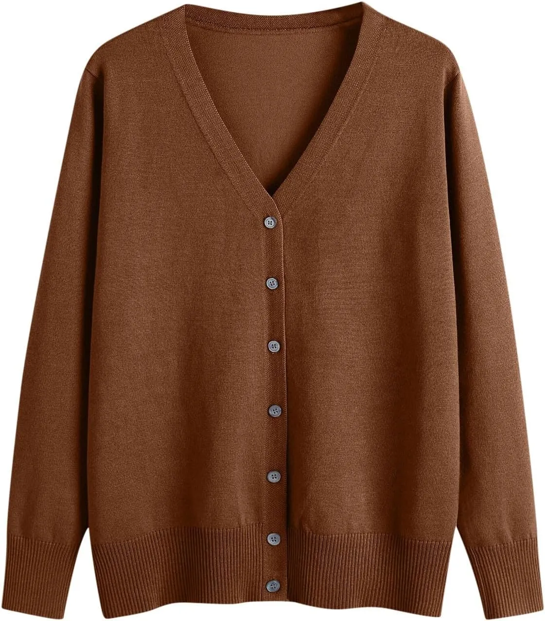 MRGIINRI Womens 2024 Fall Cardigan Sweaters Lightweight V-Neck Long Sleeve Open Front Button Up Knitted Cardigans Outerwear