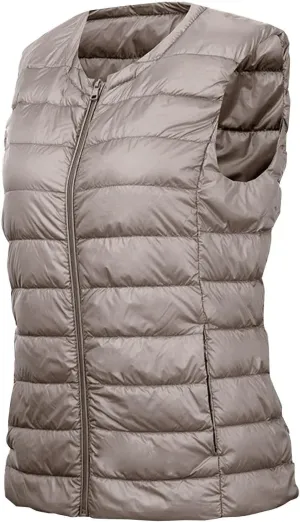 NaRHbrg Women's Puffer Vest, Women's Lightweight Waterproof Down Jacket Outwear Puffer Zip Quilted Coats for Autumn Winter