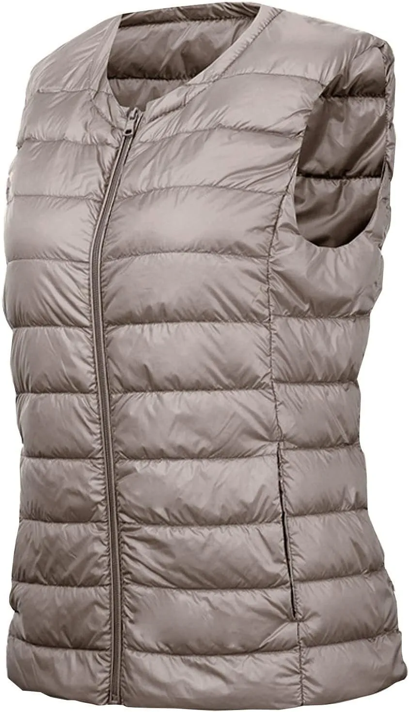 NaRHbrg Women's Puffer Vest, Women's Lightweight Waterproof Down Jacket Outwear Puffer Zip Quilted Coats for Autumn Winter