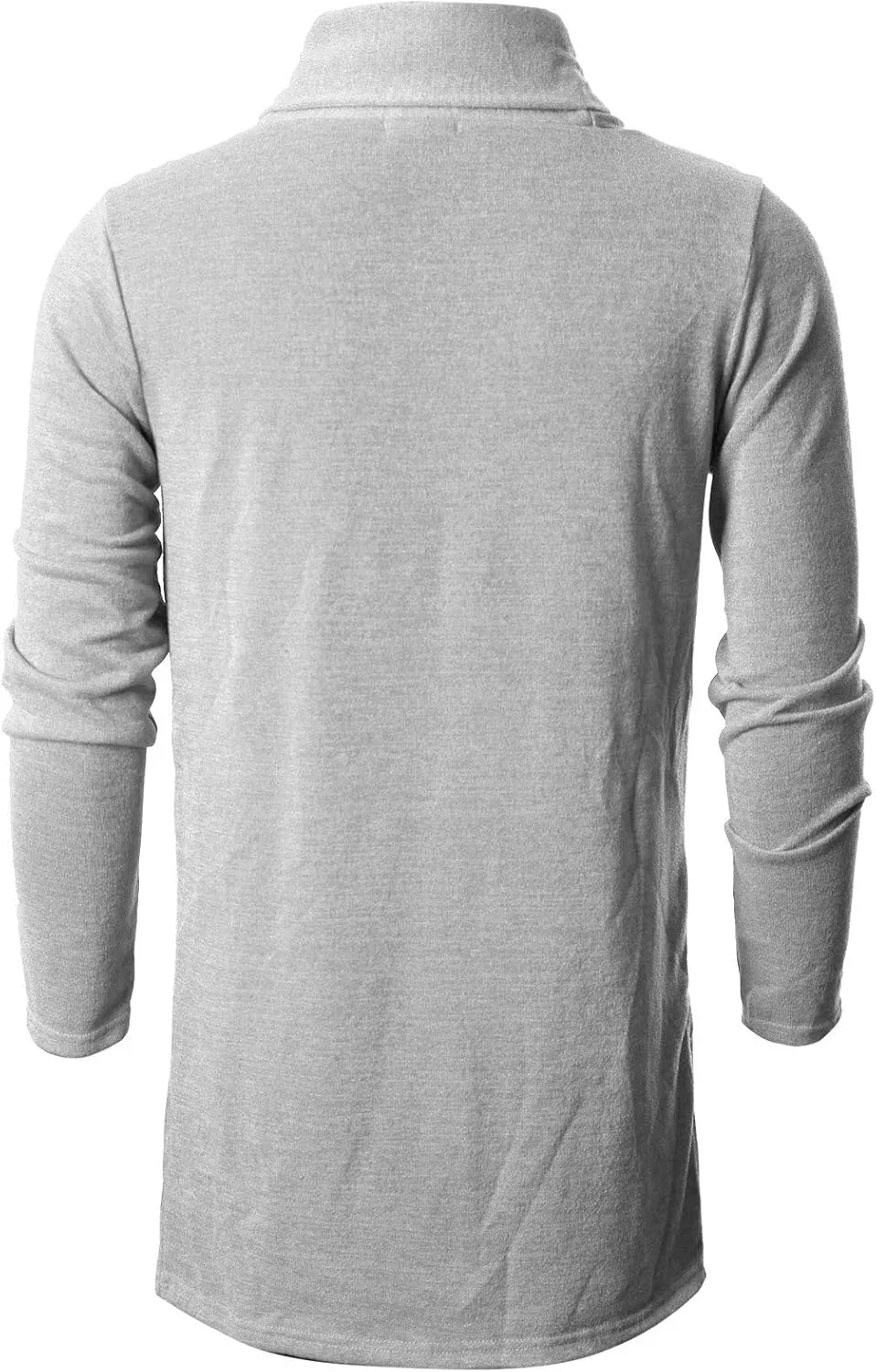 Ohoo Mens Long Sleeve Draped Lightweight Open Front Shawl Collar Longline Cardigan