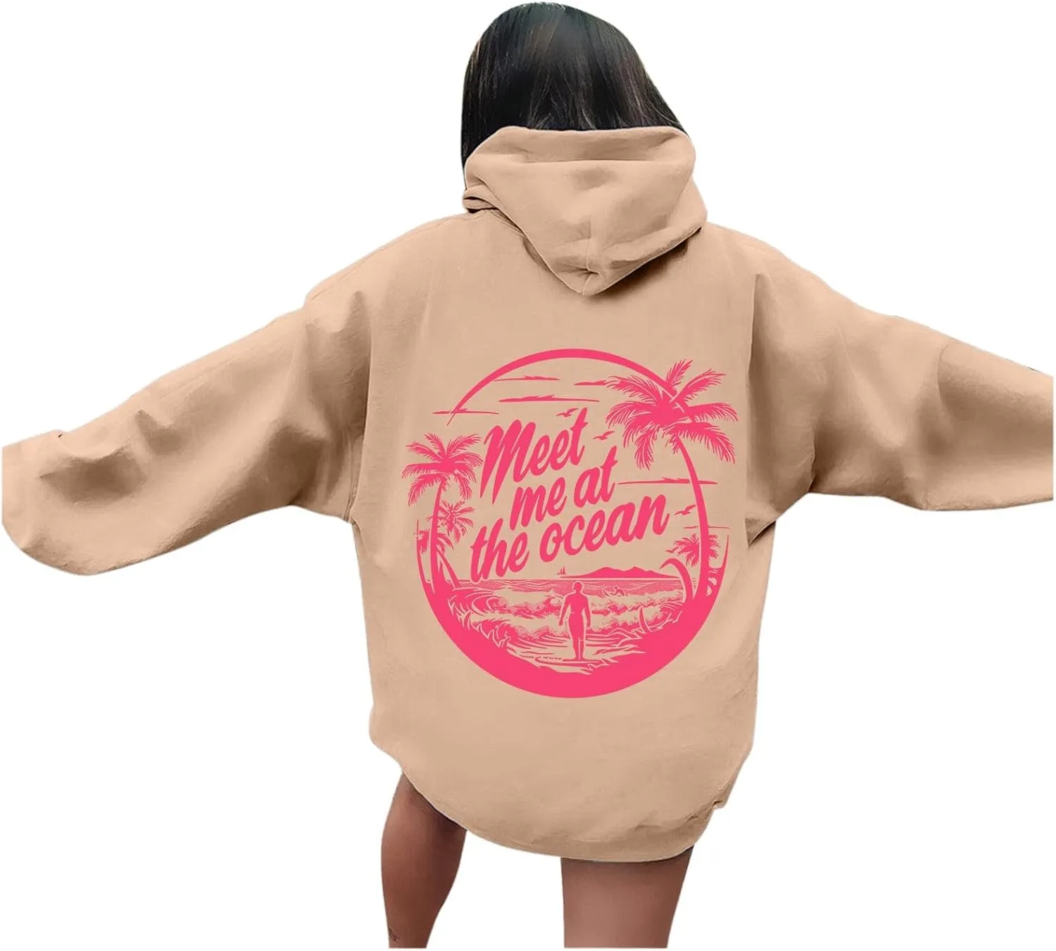 Oversized Hoodies for Women, Teen Girls Preppy Sweatshirt Long Sleeve Y2K Graphic Tees with Pockets