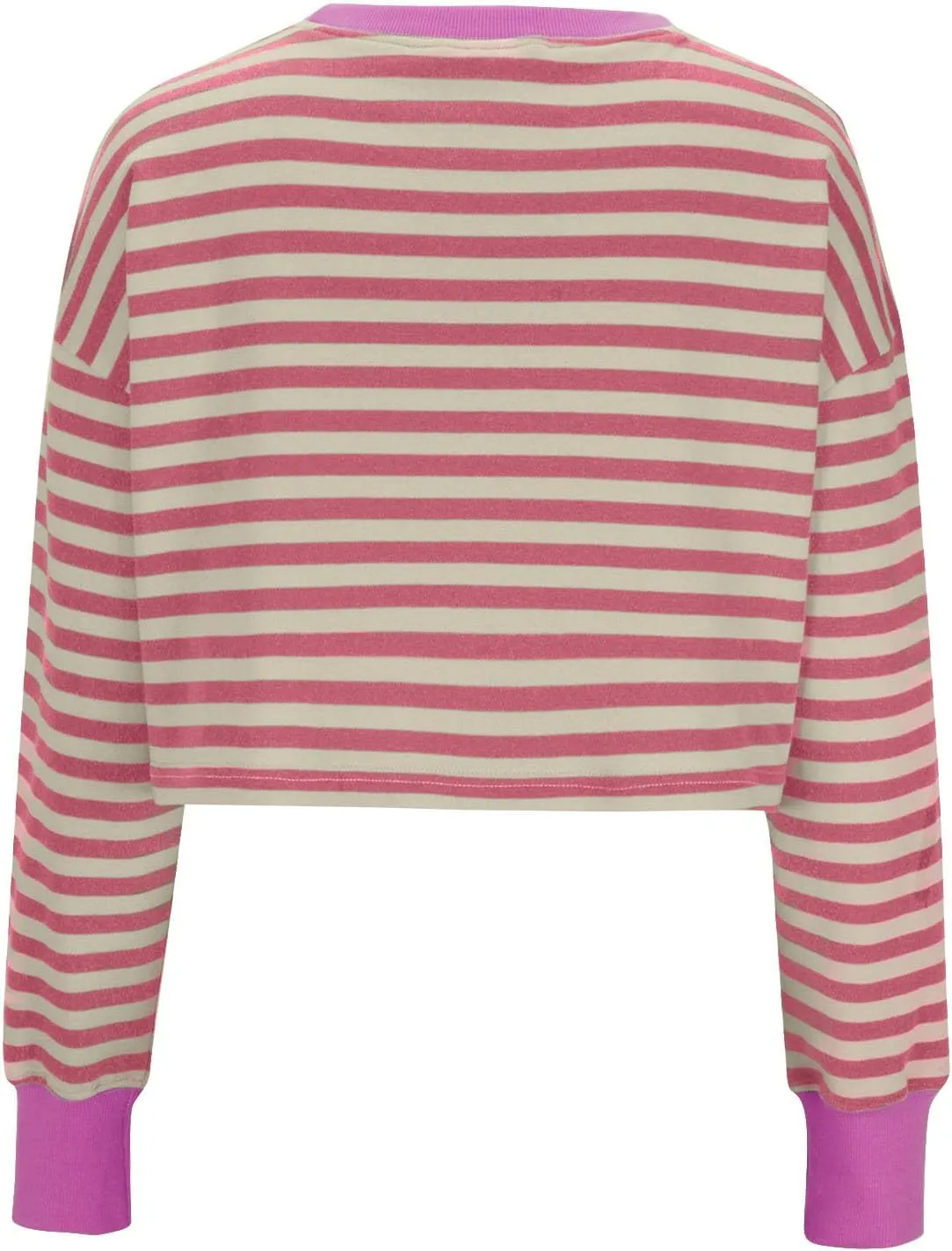 Oversized Sweatshirt for Women Cropped Crewneck Striped Colour Block Pullover Tops Long Sleeve Fleece Top Blouses