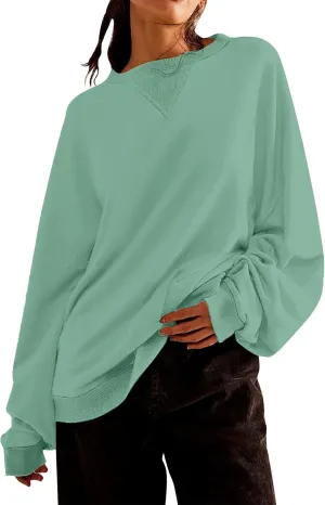 Oversized Sweatshirt for Women Long Sleeve 2024 Fashion Fall Pullover Top Fleece Tunics Sweaters Solid Colour Top