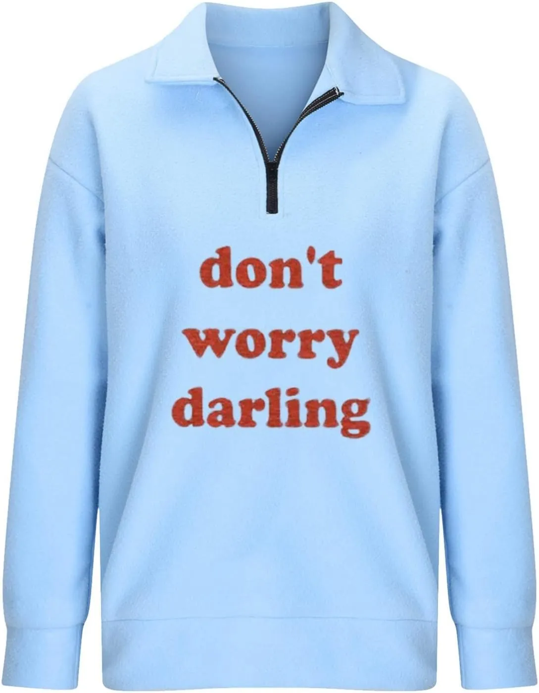 Oversized Sweatshirt For Women Trendy Half Zip Letter Pattern Pullover Long Sleeve Autumn Sweatshirt