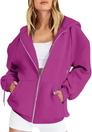 Oversized Sweatshirt For Women,Womens Y2K Zip Up Hoodie Casual Long Sleeve Jacket With Pockets