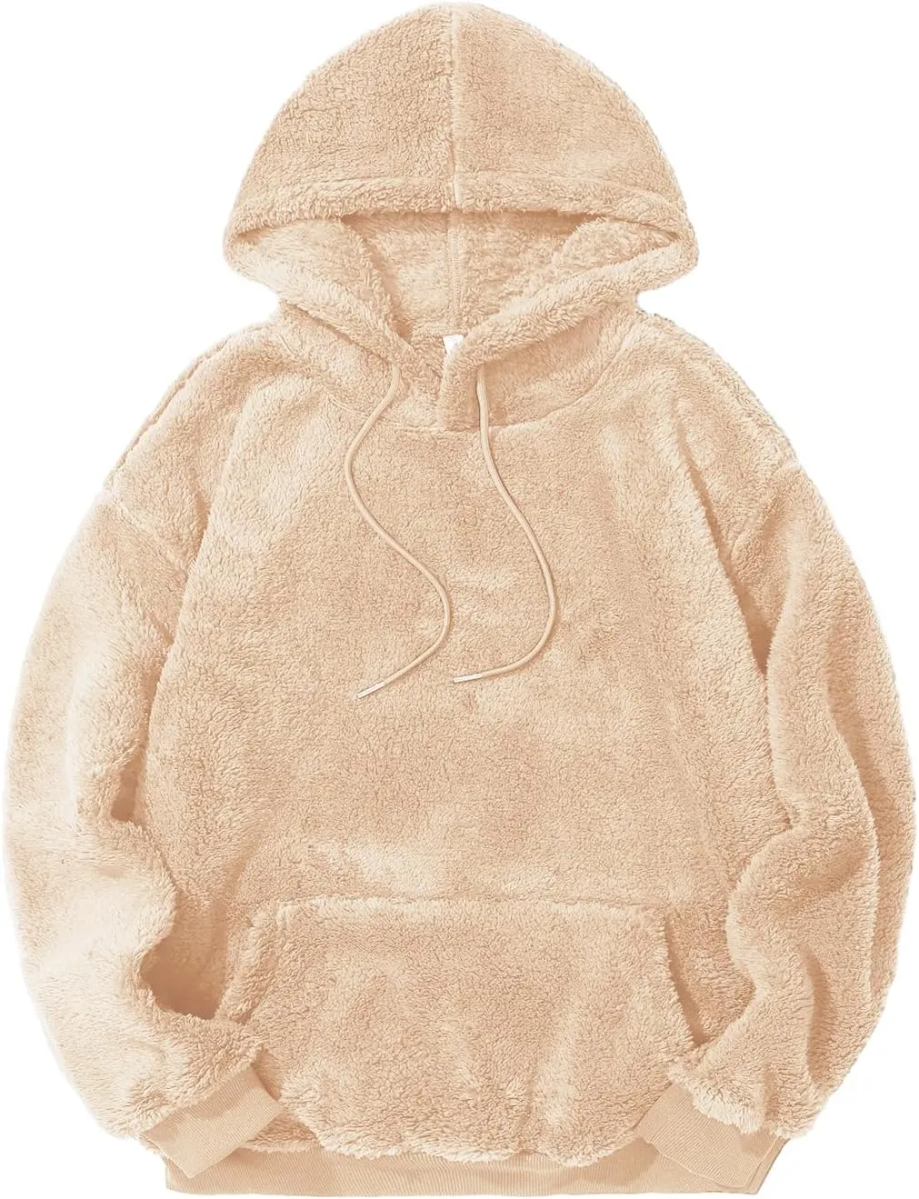 PEGENO Mens Fuzzy Sherpa Hoodie Pullover Sweatshirts Loose Cozy Pocket Long Sleeve Winter Hooded Outwear
