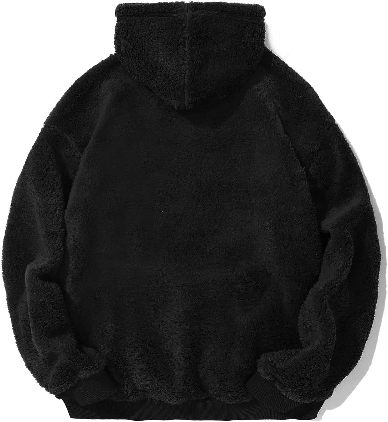 PEGENO Mens Fuzzy Sherpa Hoodie Pullover Sweatshirts Loose Cozy Pocket Long Sleeve Winter Hooded Outwear