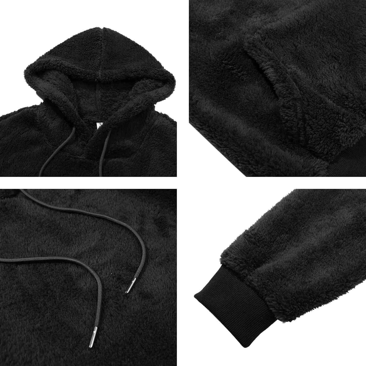 PEGENO Mens Fuzzy Sherpa Hoodie Pullover Sweatshirts Loose Cozy Pocket Long Sleeve Winter Hooded Outwear
