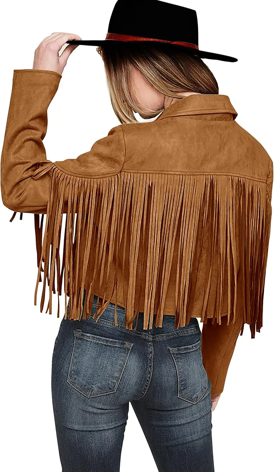 PRETTYGARDEN Women's Fringe Faux Suede Leather Jackets 2025 Fashion Tassel Motorcycle Cropped Coats