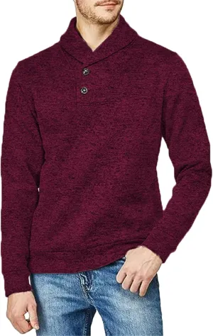 Pullover Sweater for Men Turtle Neck Sweaters Button Down Fleece Shirts Lightweight Warm Cardigan Long Sleeve Shirt
