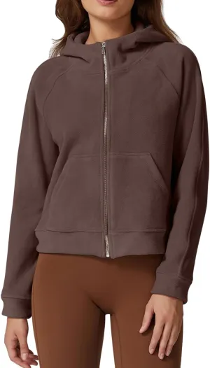 QINSEN Womens Full Zipper Hoodies Fleece Lined Collar Pullover Cozy Long Sleeve Sweatshirts