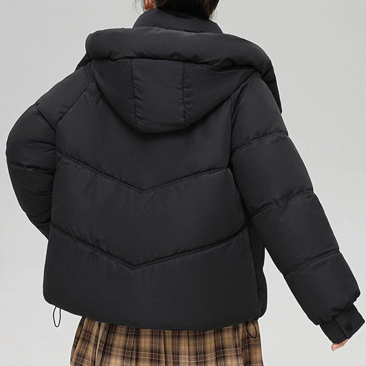 Quilted Jackets for Women Thicken Thermal Puffer Jackets Winter Soild Hooded down Coats Cute Girl Warm Outerwear