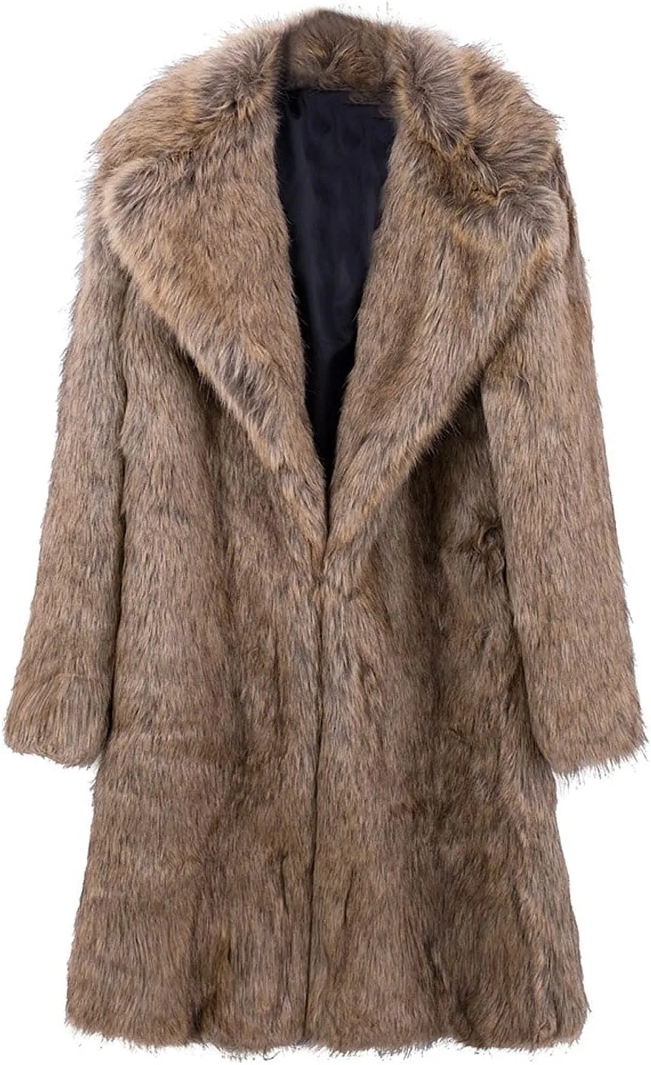 QWENTMTNTY Long Faux Fur Coat for Men Warm Thicken Heavyweight Overcoat Fashion Luxury Thermal Jackets Fluffy Winter Coats