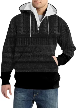RTTUIOP Men'S Fashion Hoodies & Sweatshirts Knit Work Sweatshirt Quarter Zip Pullover Long Sleeve Sweater Hoodie With Pockets