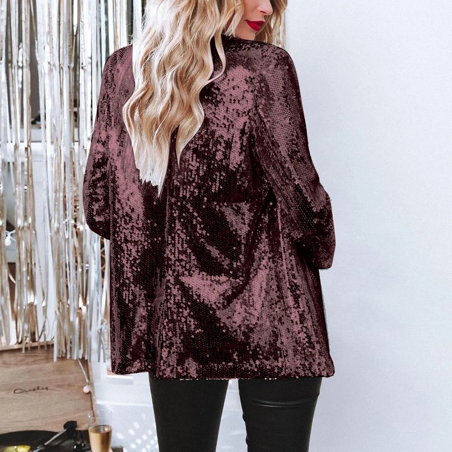 Sequin Blazers for Women 2025 Carnival Party Shiny Suit Jacket Business Casual Long Sleeve Glitter Cardigan Jackets