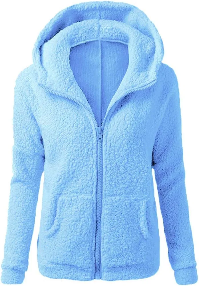 Sherpa Jacket Women 2024 Plus Size Fuzzy Fleece Fall Winter Coats Comfy Warm Zip Up Hoodies Cute Outwear with Pockets