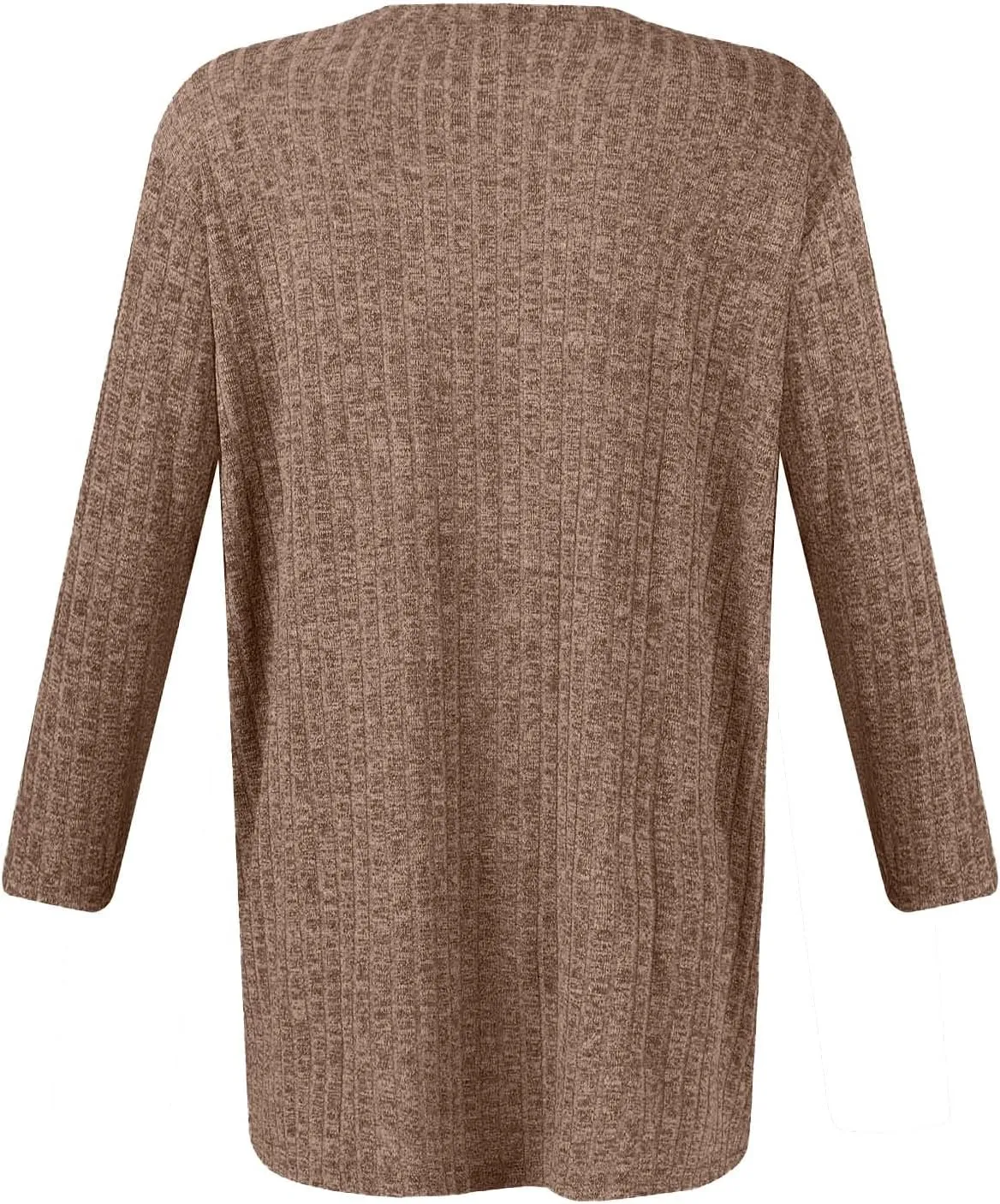 Shirts for Women 3/4 Sleeve Winter Ribbed Knit Shirts Trendy Over Sized Sweaters Pullover Sweatshirts Plus Size