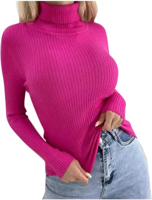 Short Slim Fit Sweater Women Turtle Neck Knit Top Lightweight Warm Sweater Long Sleeve Undershirt Top