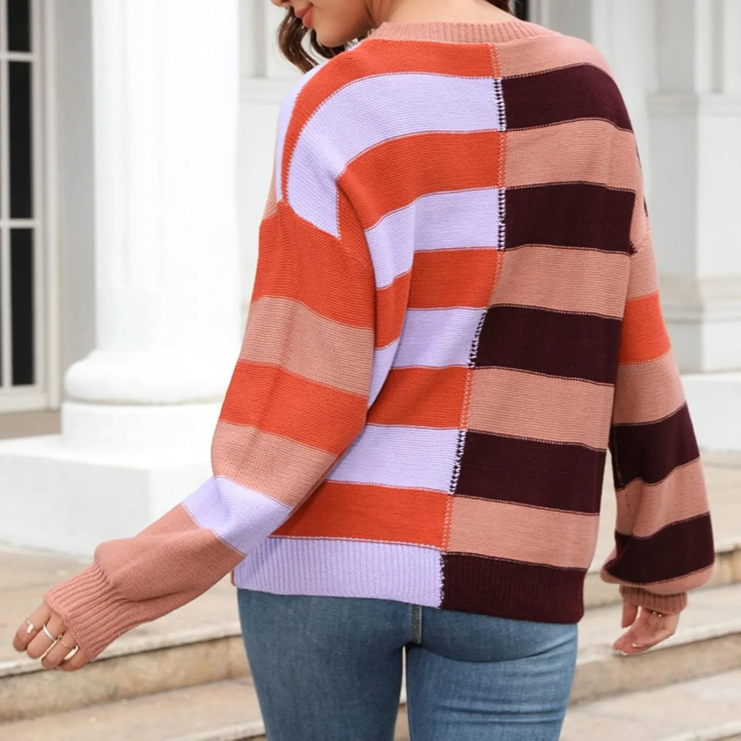 Striped Sweater Women, Cable Knit Sweater Women, Oversized Sweaters for Women, Pullover Sweaters for Women 2024