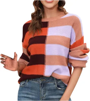 Striped Sweater Women, Cable Knit Sweater Women, Oversized Sweaters for Women, Pullover Sweaters for Women 2024