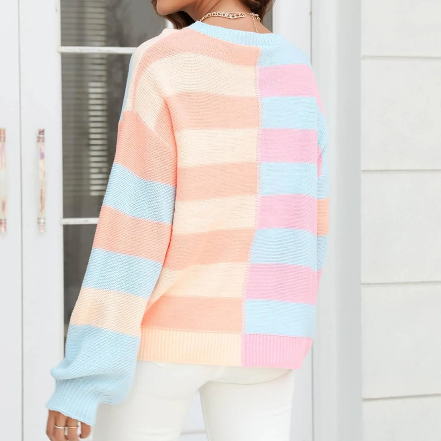 Striped Sweater Women, Cable Knit Sweater Women, Oversized Sweaters for Women, Pullover Sweaters for Women 2024