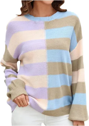 Striped Sweater Women, Cable Knit Sweater Women, Oversized Sweaters for Women, Pullover Sweaters for Women 2024