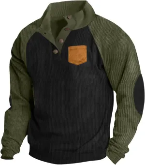 Stylish Mens Sweatshirt With Elbow Patches Cozy And Durable Winter For Casual Wear And Layering