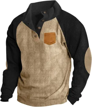 Stylish Mens Sweatshirt With Elbow Patches Cozy And Durable Winter For Casual Wear And Layering