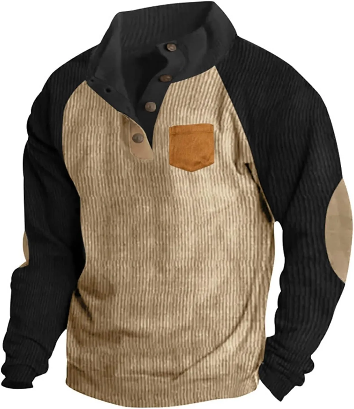 Stylish Mens Sweatshirt With Elbow Patches Cozy And Durable Winter For Casual Wear And Layering