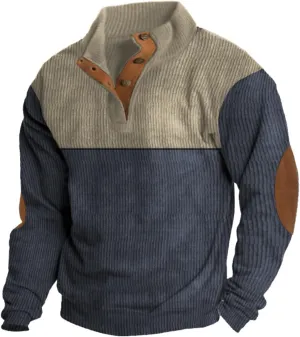 Stylish Mens Sweatshirt With Elbow Patches Cozy And Durable Winter For Casual Wear And Layering