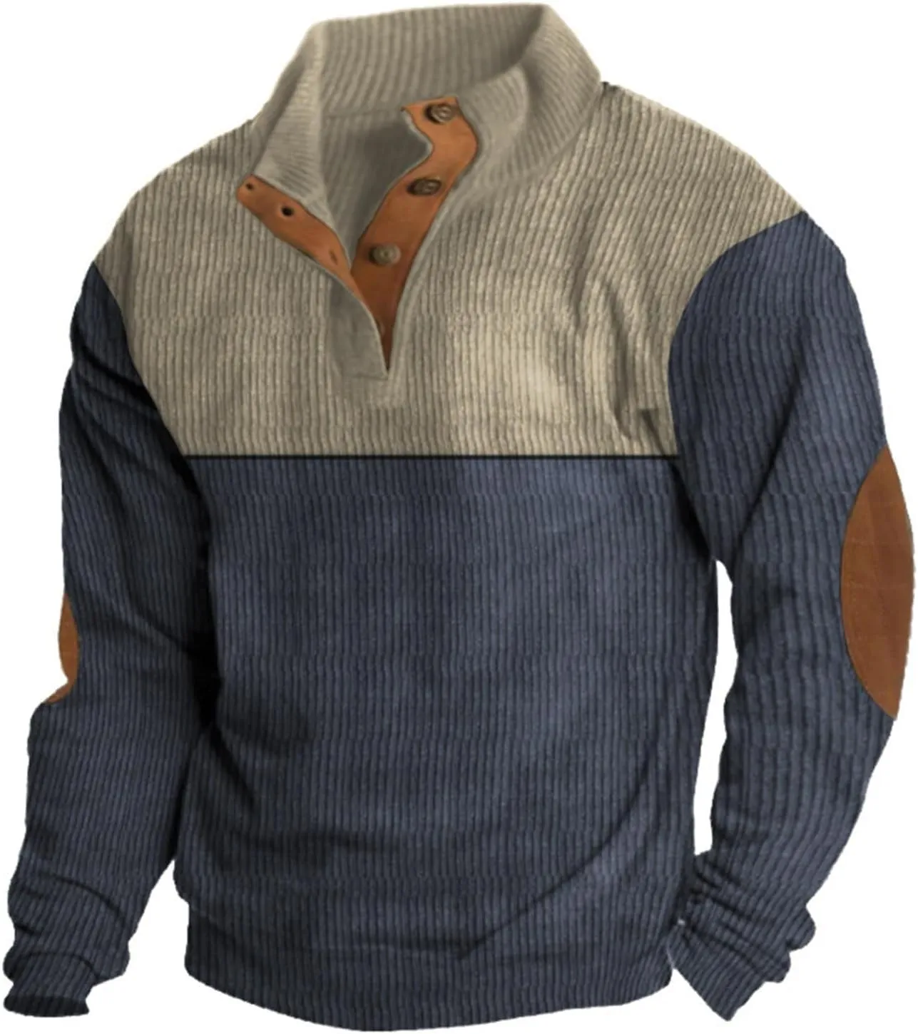 Stylish Mens Sweatshirt With Elbow Patches Cozy And Durable Winter For Casual Wear And Layering