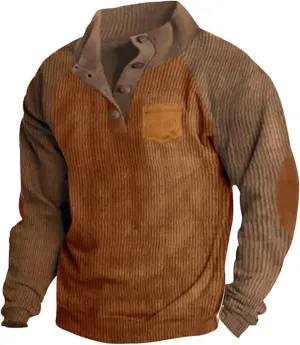 Stylish Mens Sweatshirt With Elbow Patches Cozy And Durable Winter For Casual Wear And Layering