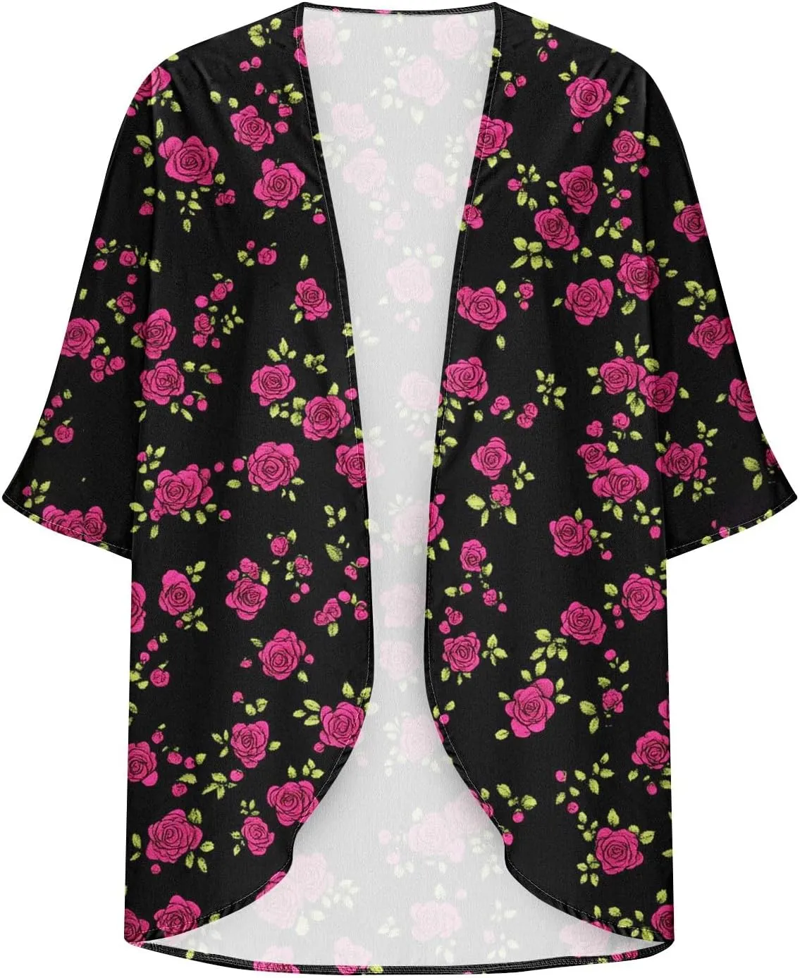 Summer Cardigans for Women Lightweight Beach Cover Ups Loose Floral 3/4 Sleeve Boho Kimono Vacation Outfits