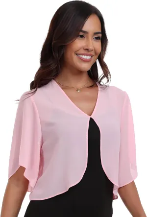SURVODJA Womens Chiffon Cropped Cardigans Lightweight Sweaters Short Sleeve Bolero Shrugs for Dress