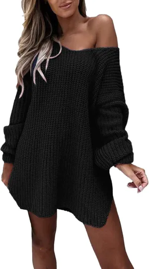Sweaters for Women Cable Knit V Neck Solid Color Long Sleeve Casual Loose Fit Soft Pullover Tops