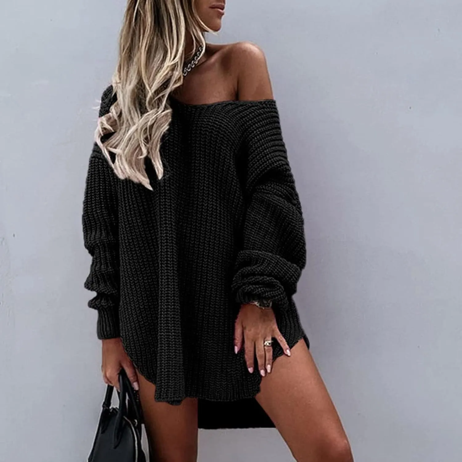 Sweaters for Women Cable Knit V Neck Solid Color Long Sleeve Casual Loose Fit Soft Pullover Tops